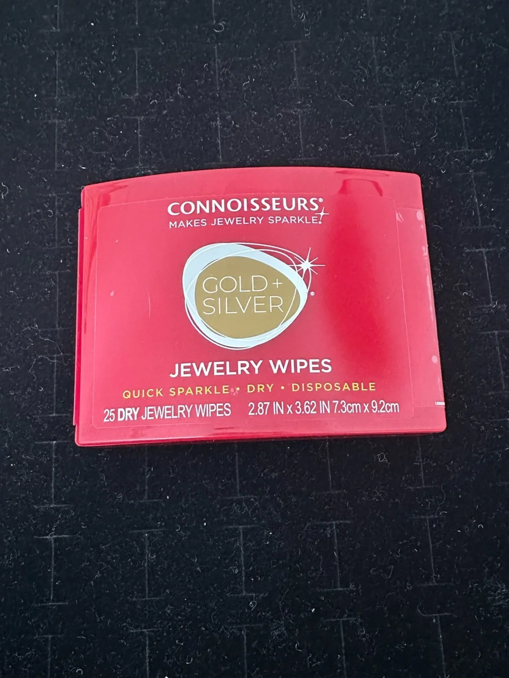 New Connoisseurs Gold + Silver Jewelry  cleaning Wipes - Red Case